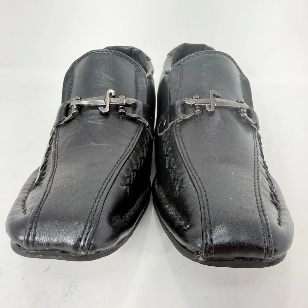BB&W Classic Kids Black Square Toe Bit Loafer Dress Shoes M1735 Size 12/13